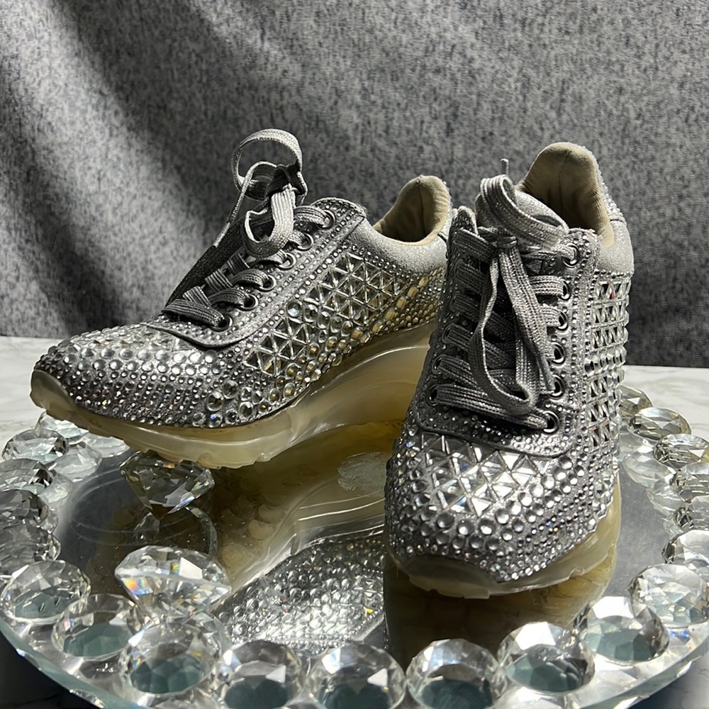 STEVEN MADDEN RHINESTONE WEDGE SNEAKERS
